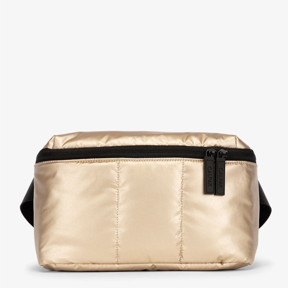 Calpak Gold and Black Belt Bag Quilted Design
